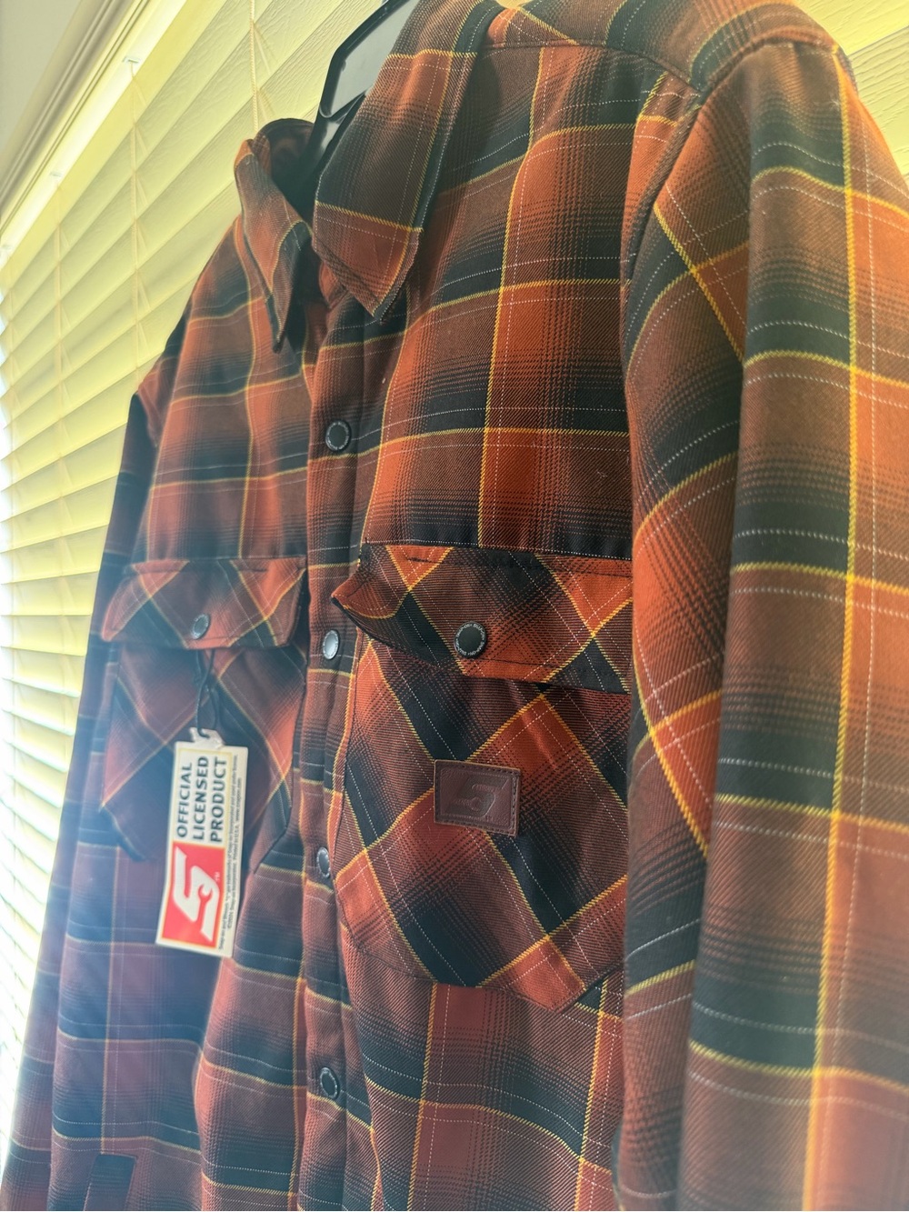 Men's Plaid Flannel Sherpa Lined SNAP ON Button Up Shirt Jacket